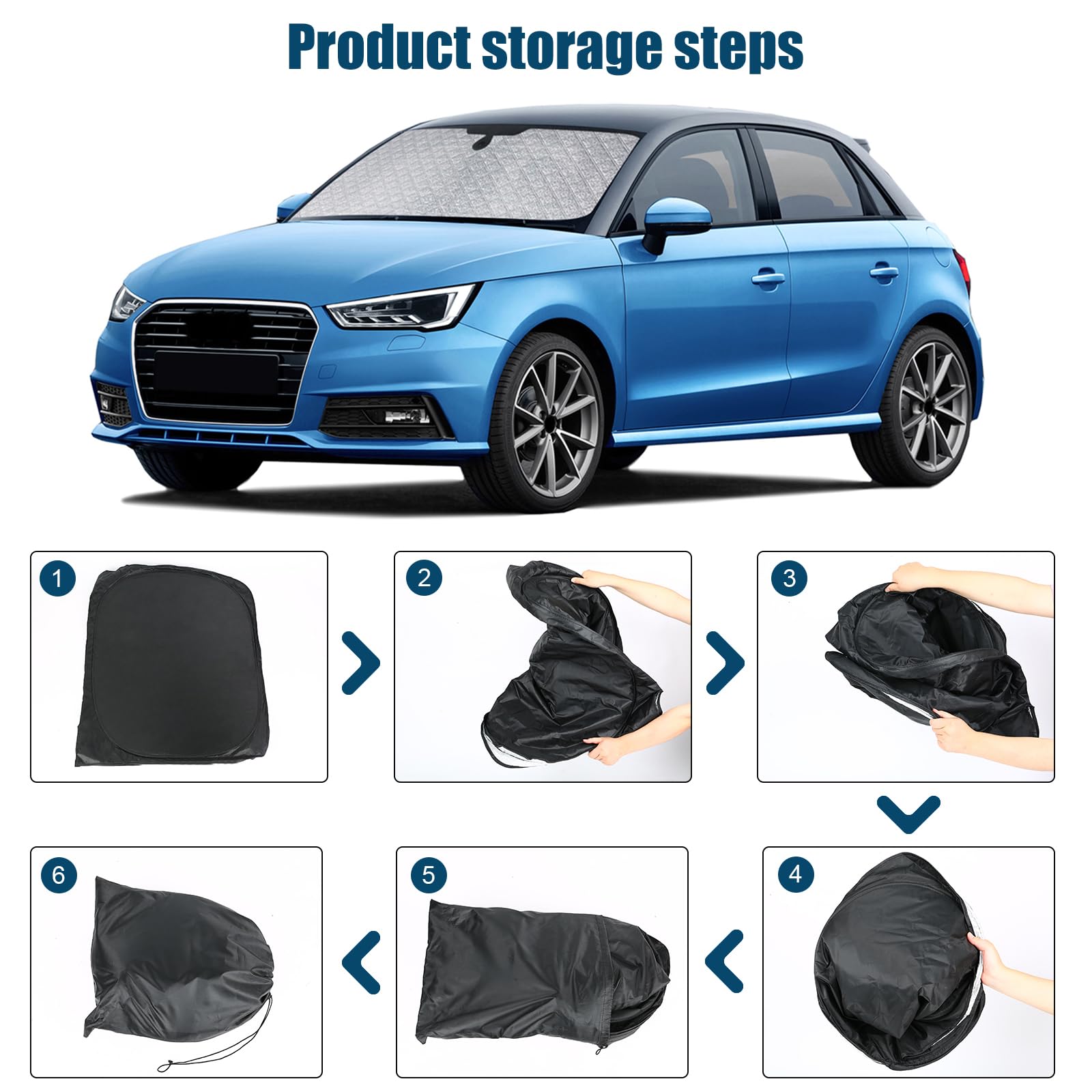 Copertura del Parabrezza Dell'auto Sostituzione per Audi A1 GB 2019-2025, Parasole per Parabrezza per Auto all'interno Pieghevole, Protezione Antipolvere Riflettente UV
