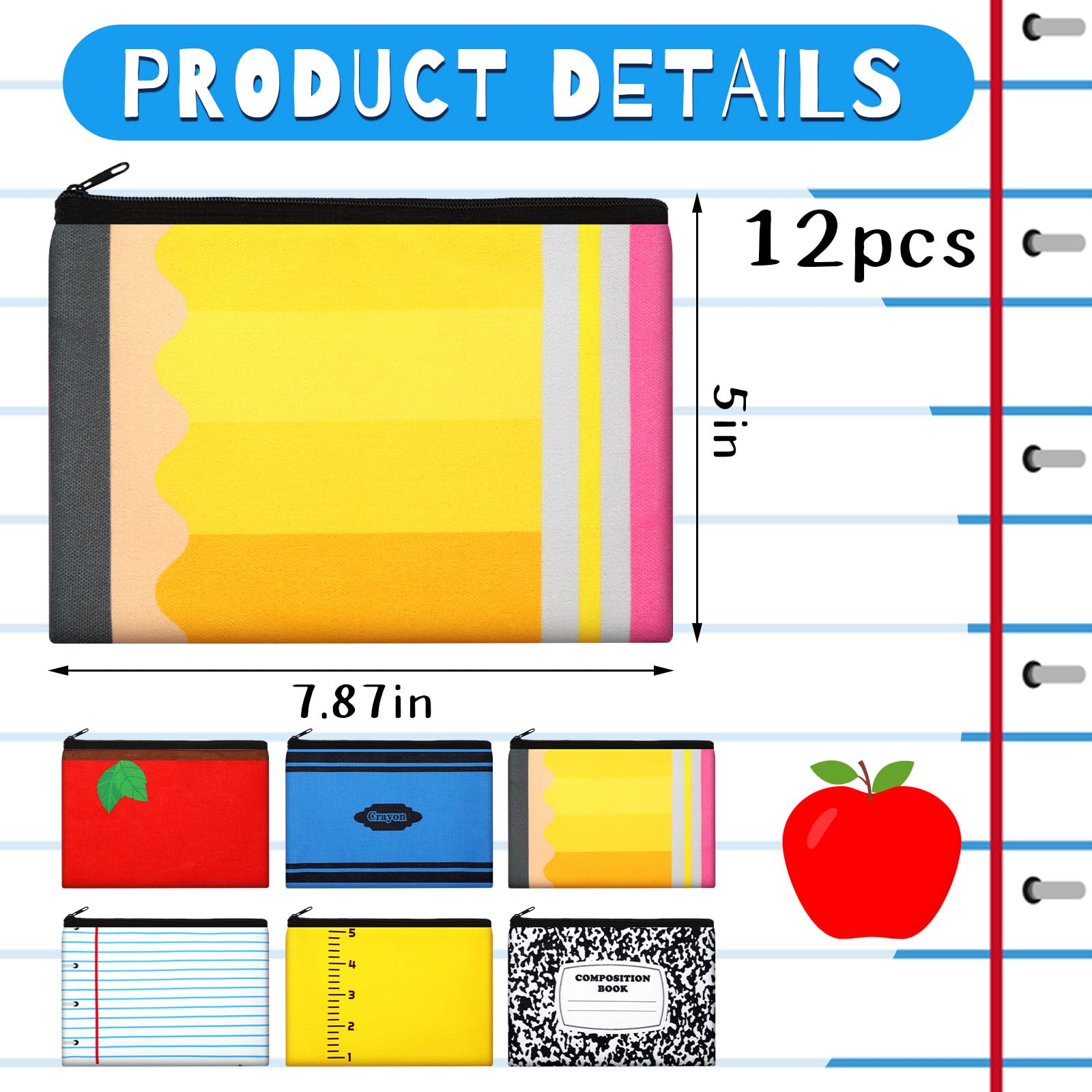 Tenceur 36 piezas de regalos de agradecimiento para profesores, 12 juegos de estuches para lápices, notas adhesivas, lápiz, lápices de Apple Crayon, cuaderno, regalos de agradecimiento para profesores
