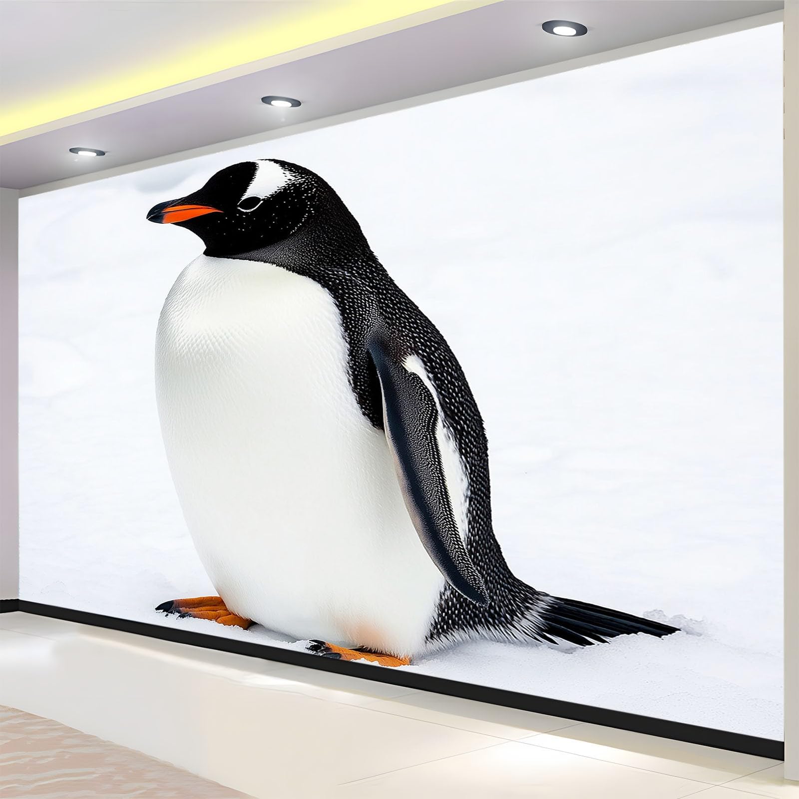 Tapeta murale zwierzę pingwin biały 250 x 175 cm 3D fototapeta, druk HD mural ścienny gigantyczny plakat, nowoczesny salon sypialnia pokój dziecięcy tło dekoracja ścienna