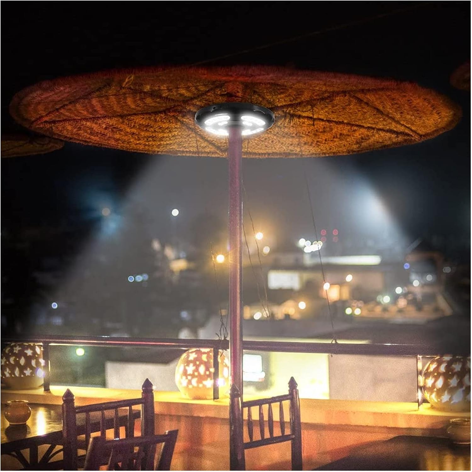 28 LED USB Rechargeable Umbrella Lights with 3 Lighting Modes, 4400mAh High Capacity Battery, 54 Lighting Hours, Waterproof Atmosphere Light for Garden Seaside Camping and More (10pcs (Color : 28 Le