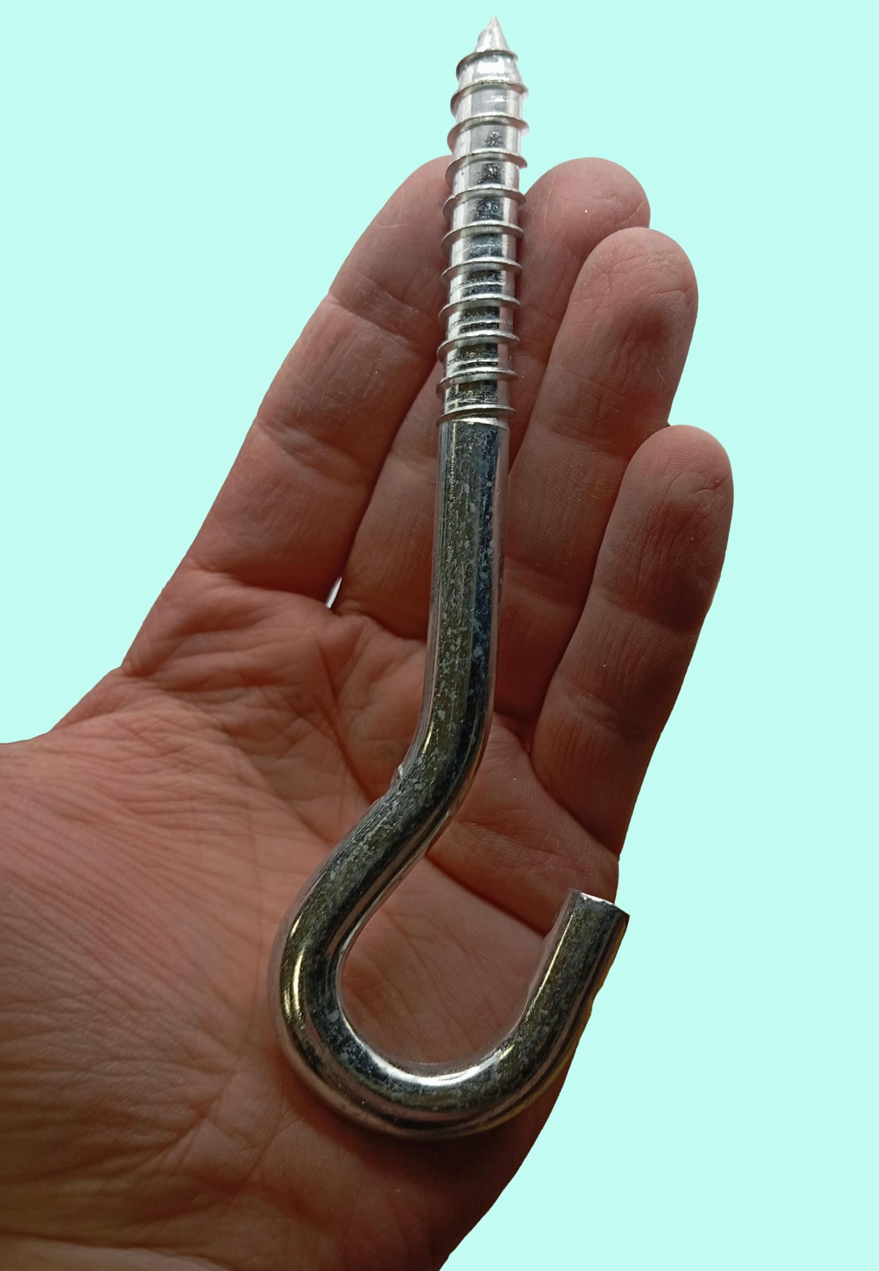 LLB Screw Hooks Pack of 3pcs 6 inch Heavy Duty Screw-in Big Large Screw in Hooks Plain Ceiling Cup Eye The Largest Size: 12mm x 150mm - Image 3