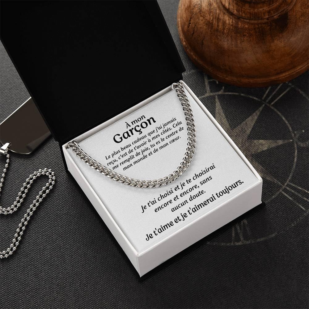 Bramart Collier Cubana pour homme Tu es spécial, je t'aime tellement - Idées cadeaux pour lui à l'occasion d'un anniversaire de Noël - Coffret avec dédicace inclus