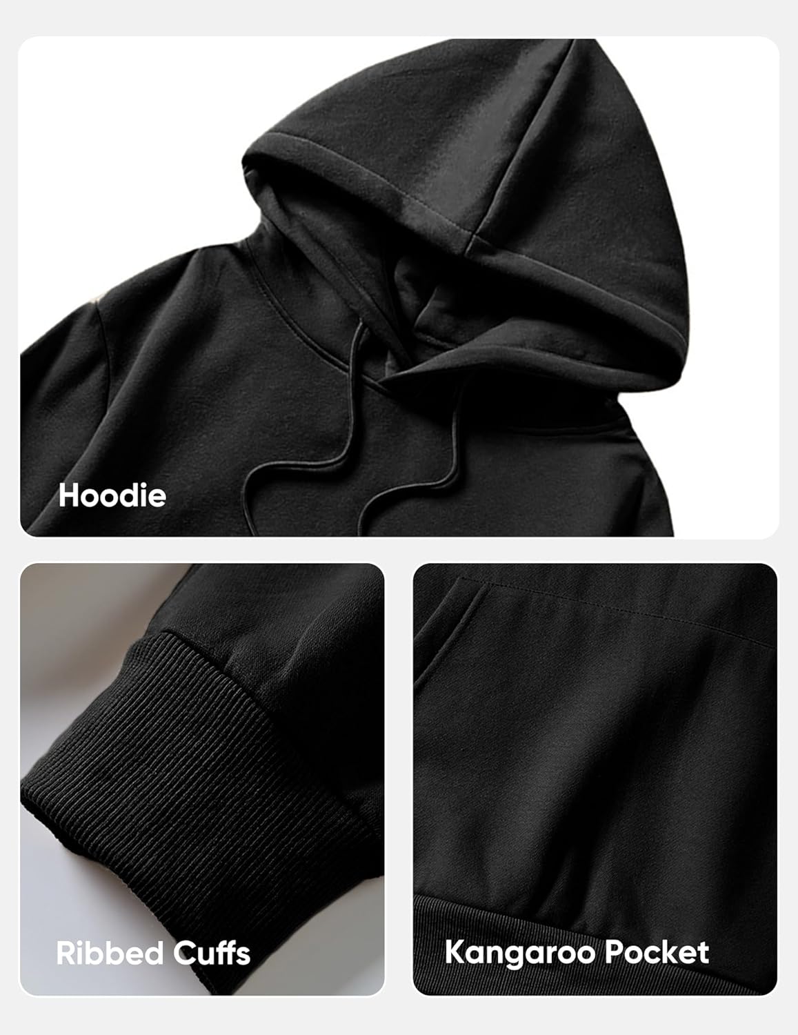 JMIERR Men's Relaxed Cotton Hoodie with Drawstring and Long Sleeves