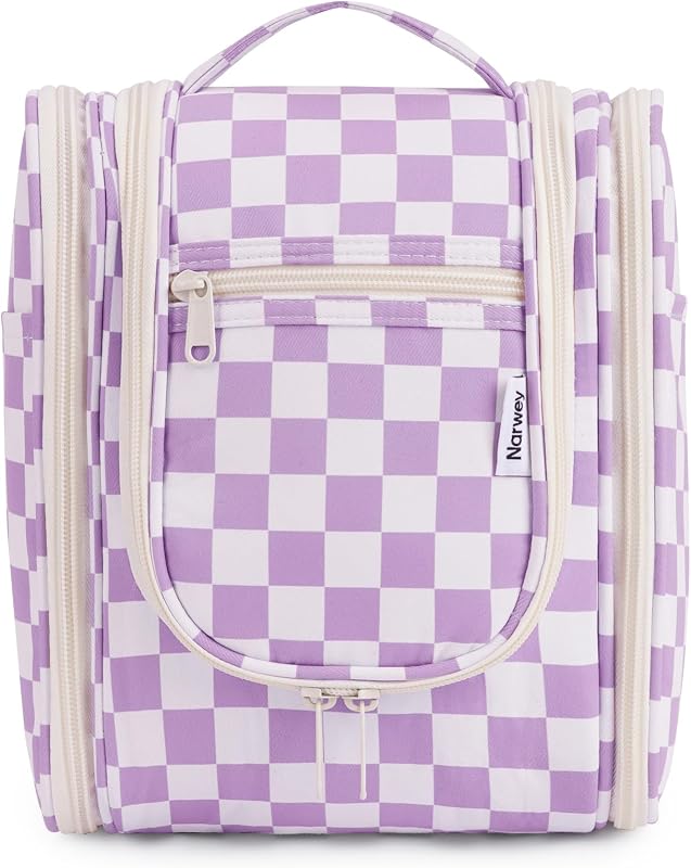 Necessaire suspensa de viagem Narwey com compartimentos, C-Purple Checkerboard, modelo 5026