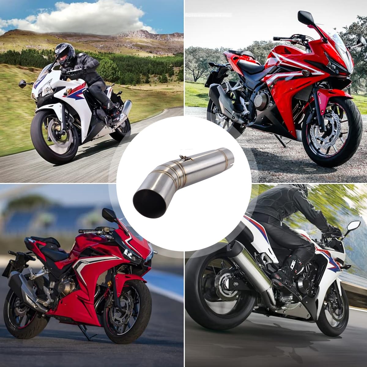 Ubric Conector del tubo central del escape de la motocicleta para CBR500R CB500X CB500F 2013-2015