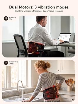 Gracekey Red Light Therapy Belt, FSA HSA 5000mAh Cordless with Vibration Massage | 660nm & 850nm Wavelengths, Adjustable Wrap, for Back Waist Belly Shoulder, Daily Wellness