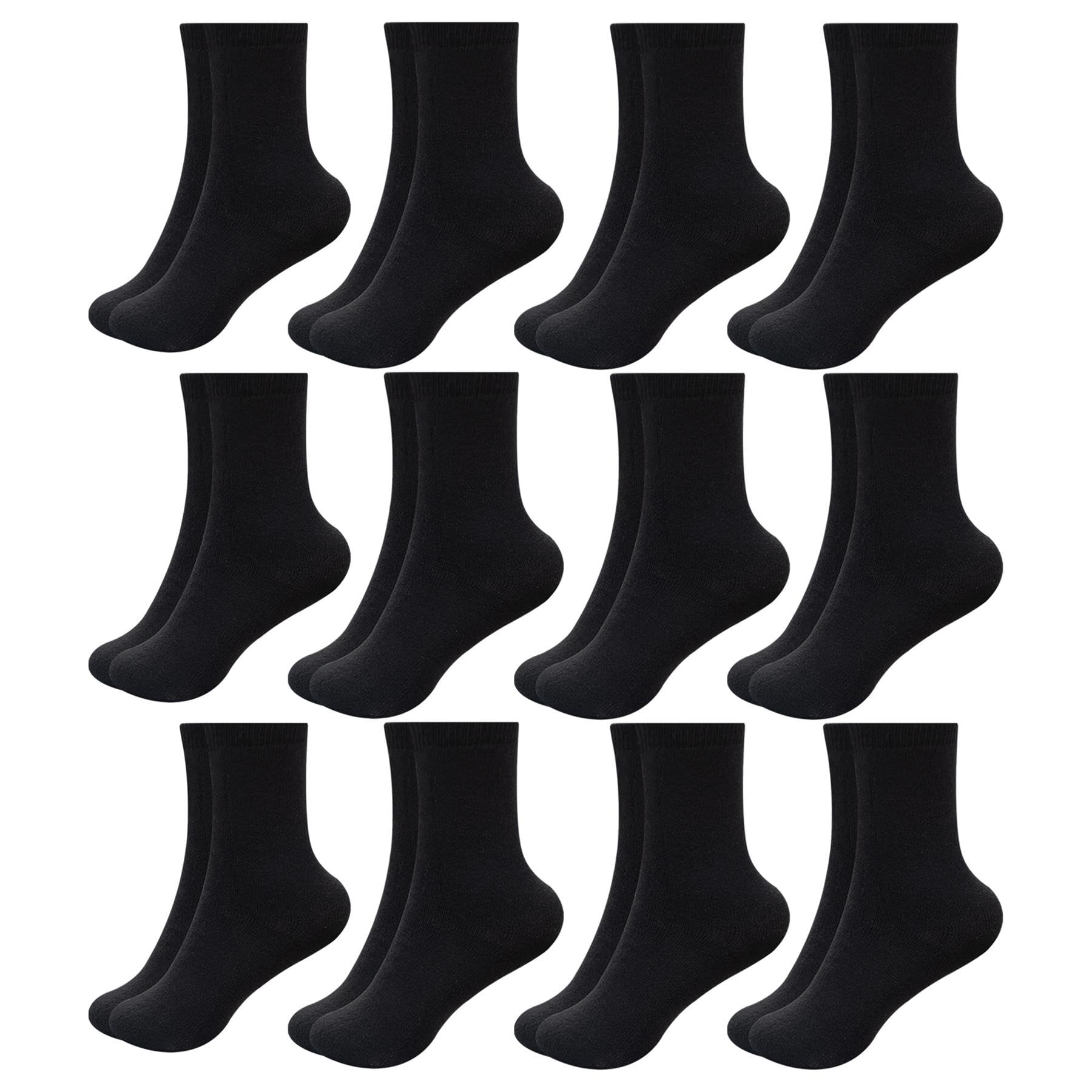 A2Z 4 Kids Girls Boys Thermal Socks Pack Of 12 Winter Warmth Thick - Thermal Socks Black 12 Pack 11-14