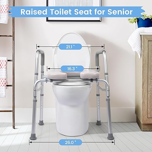 Miniatura 2 de Asiento de inodoro elevado, 350 libras, soporte solo, para cuidados domésticos, asiento de baño para ancianos, discapacitados, discapacitados,