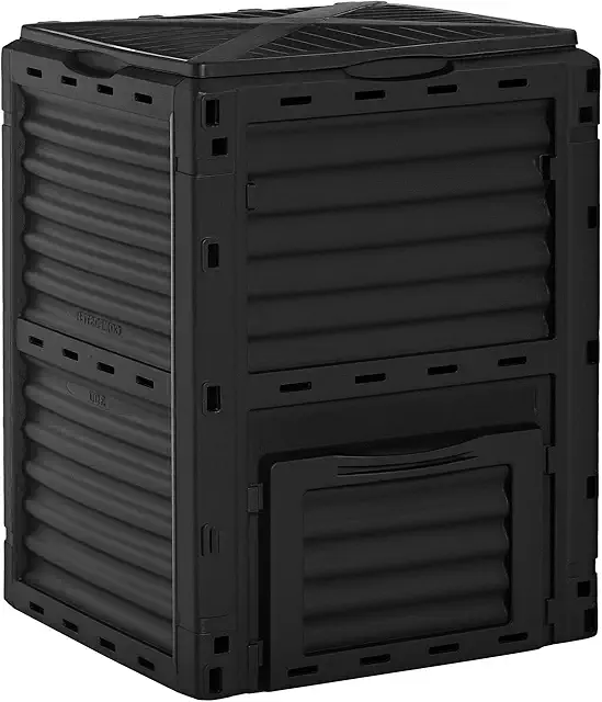 Bac Composteur Outsunny 300L Noir - Composteur de Jardin Économique