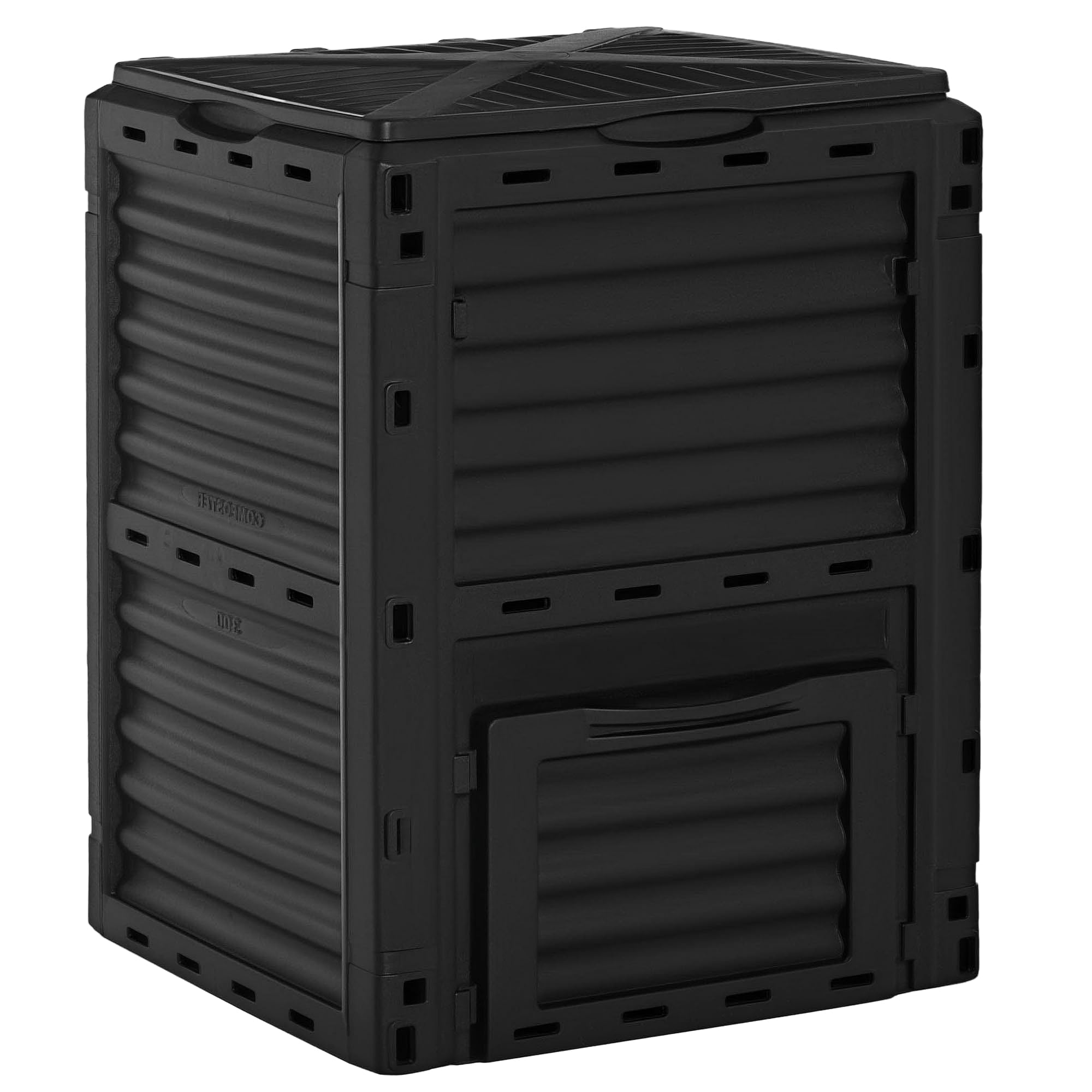 Sponsored Ad - Outsunny Garden Compost Bin 80 Gallon Outdoor Large Capacity Composter Fast Create Fertile Soil Aerating Box, Easy Assembly, Black