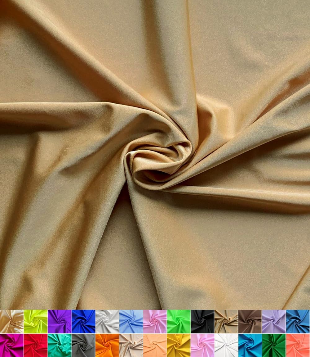 Barcelonetta Nylon Spandex Fabric | 80% Nylon, 20% Spandex | Swimwear, Activewear Fabric | 4-Way Stretch | Sports, Dance, Yoga (Beige, 2 Yard)