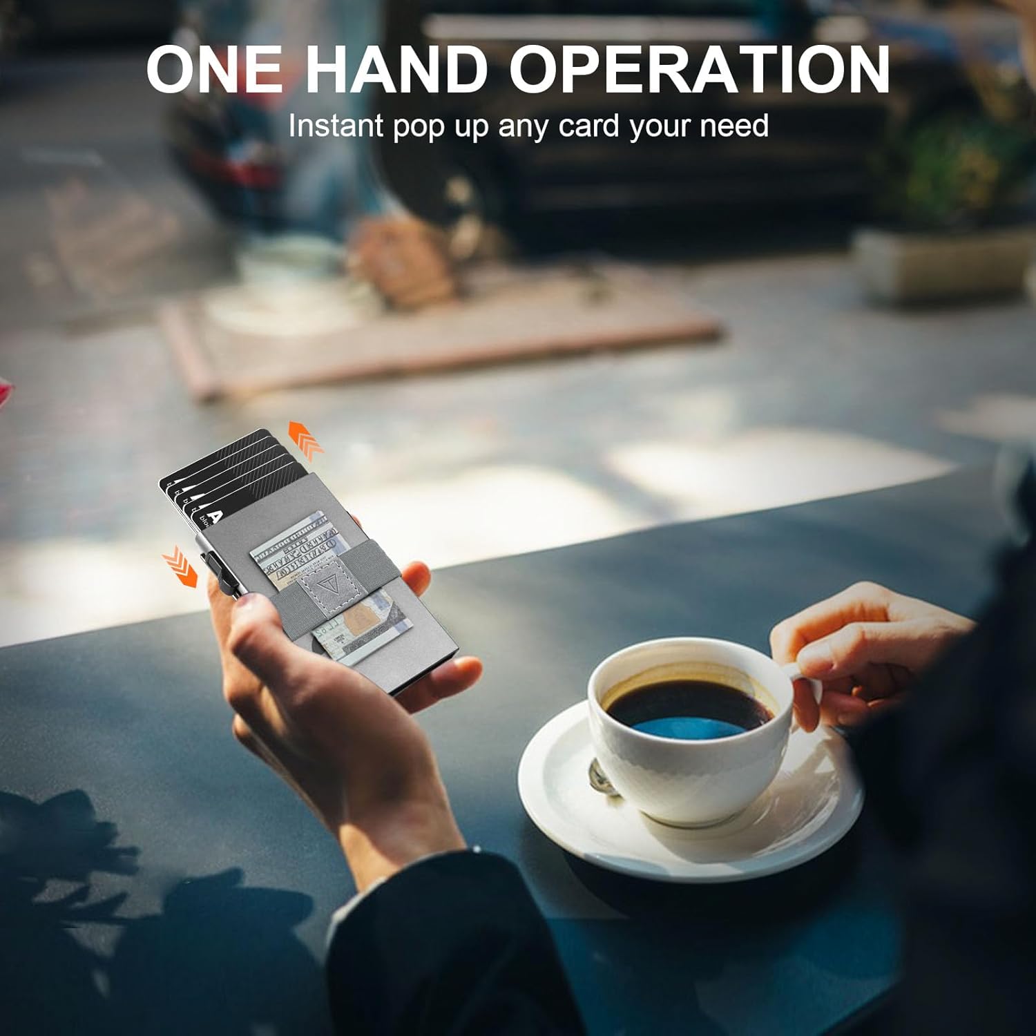 Minimalist Wallet for Men,Slim Wallet Compatible with AirTag,Card Holder Metal Wallet,Pop Up Wallet,Metal Card Holder,Quick Access Card,Rfid Blocking Protection,Hold 12+ Credit Cards (Silver) - Image 4