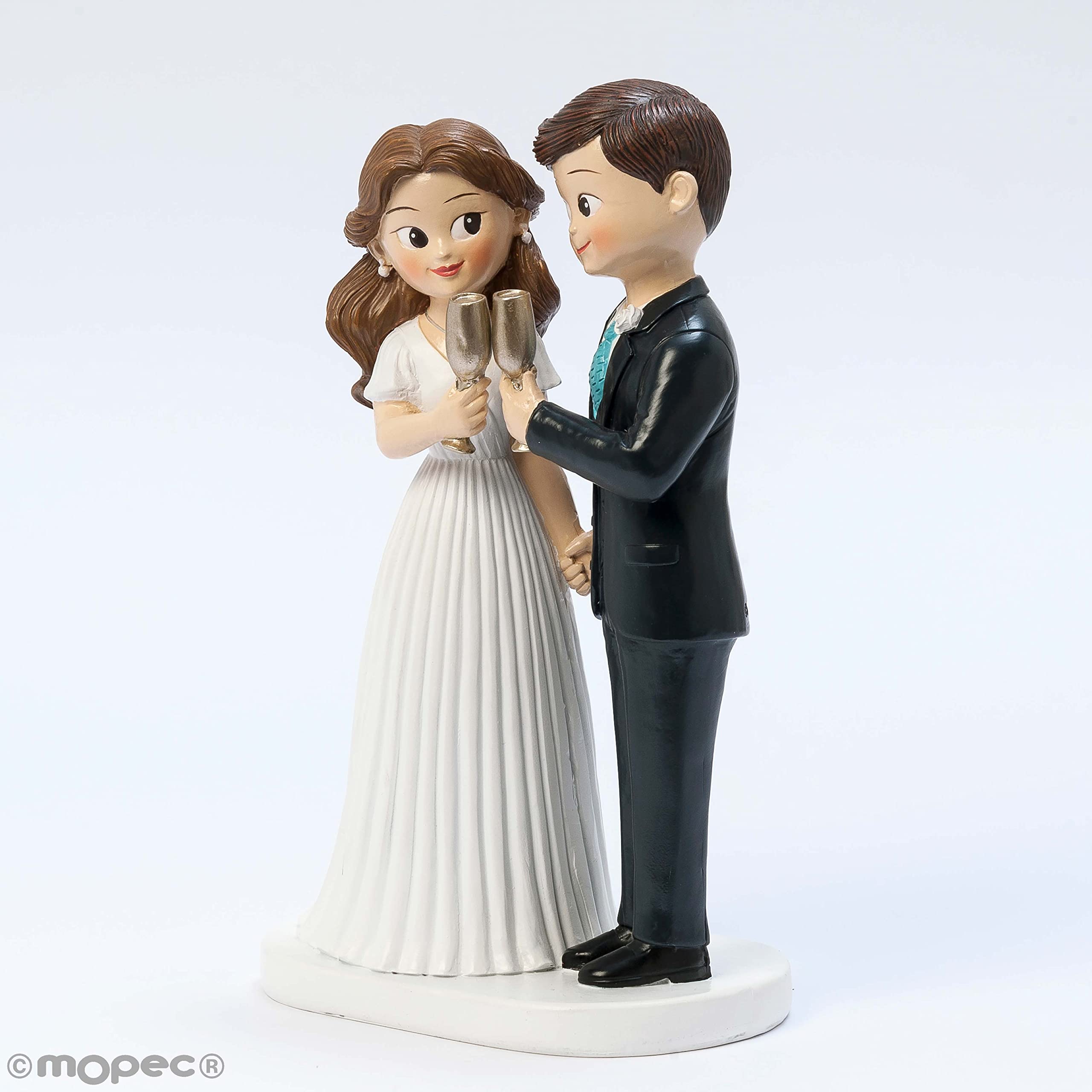 Mopec Y218 Figura Tarta Novios Brindis, Novio Moreno 19,5 x 11,8cm.