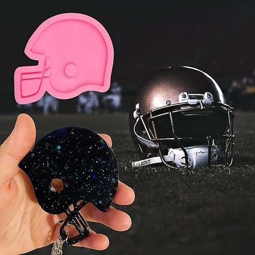 Miniatura 6 de Molde de silicona de béisbol para llavero de pelota deportiva, 6 unidades, cascos de voleibol de fútbol, megáfono, camiseta de resina, moldes de