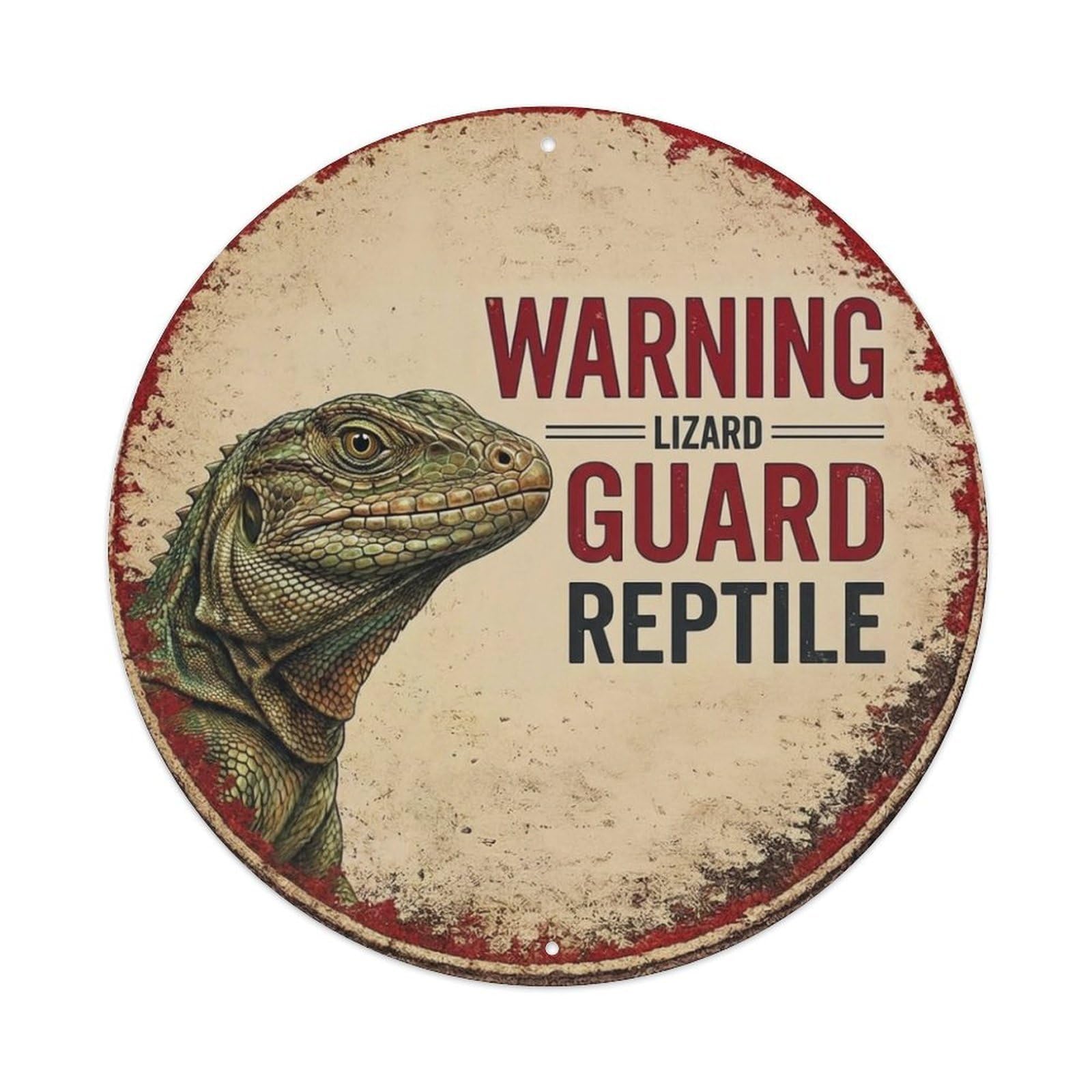 Metal Tin Sign Vintage Warning Lizard