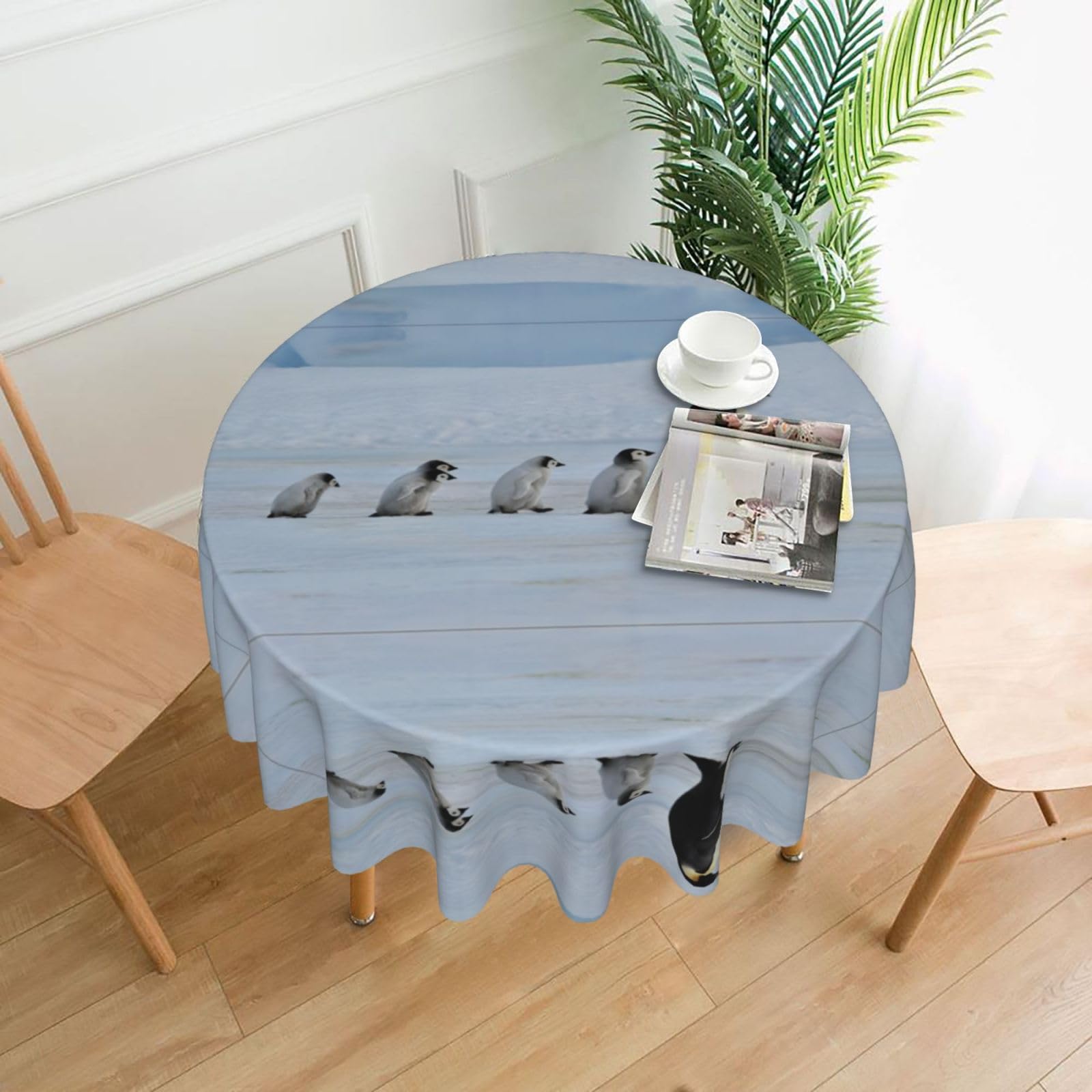 hhxvcv Five Penguins Round Tablecloth – Dining Table Cover