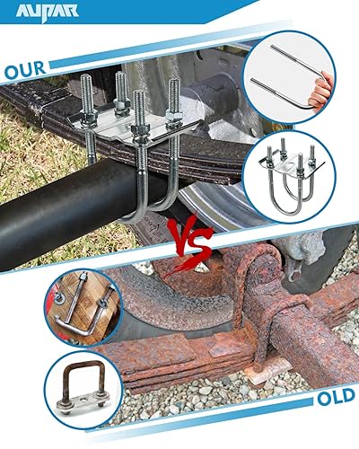 Vista 12 de Kit de pernos en U para remolque de alta resistencia para eje de remolque de 3,500 libras Ejes redondos de 2-3/8 pulgadas Perno U de 5-1/2 1