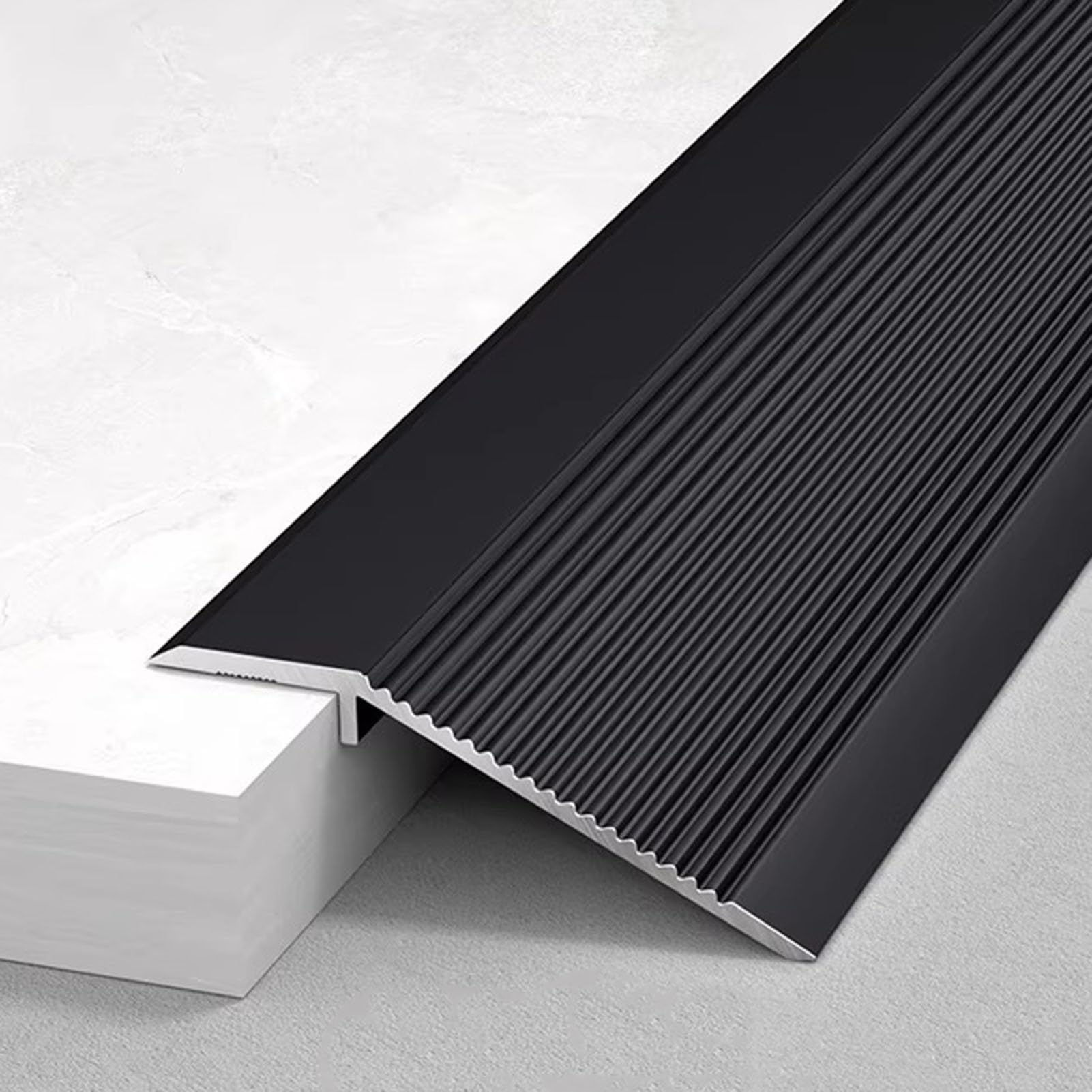 PALSINBY Transition Threshold Strip, Transition Strip Aluminum Reducer Molding Laminate Waterproof Threshold 90x10cm(Black)