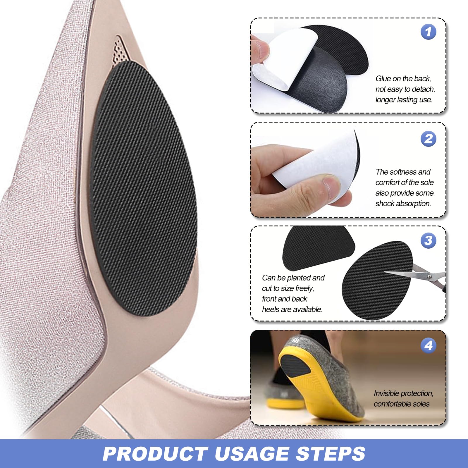 Gummisohlen zum Aufkleben 12 STK Schuhsohlen Reparatur Gummi Protektoren Anti Rutsch Sohle Pads Aufkleber für Rutschfeste Schuhe