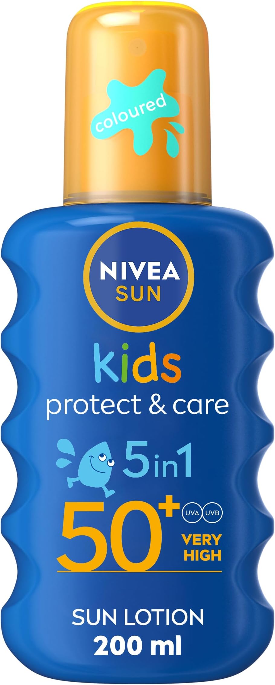 Sun Kids Protect & Care SPF 50+ Coloured Spray (200ml), Sunscreen Protects Delicate Skin Against Sunburn and Long-Term UV Damage, Moisturising Spray