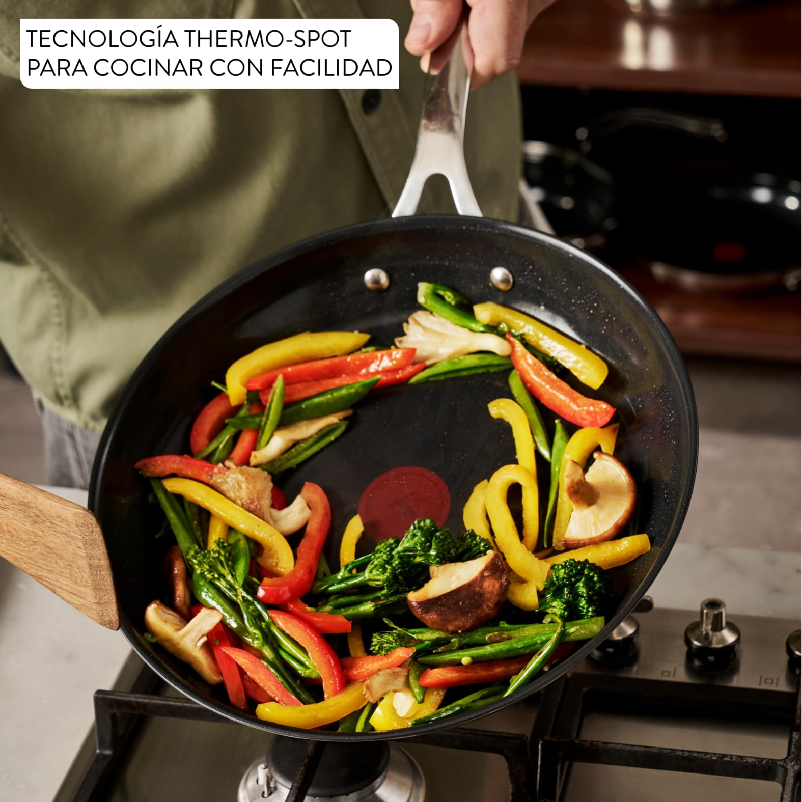 Tefal Jamie Oliver Cerámica - Juego de 2 Sartenes 24/28 cm, Revestimiento cerámico, Acero inoxidable, Antiadherente, Thermo-spot, Apto inducción y horno, Incluye protector de sartén