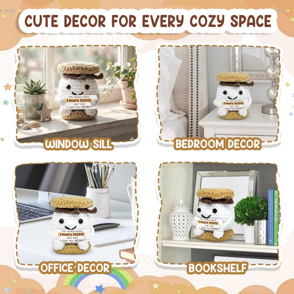 Smore Crochet Mothers Day Gifts for Mom - Mom Birthday Gifts from Daughter Son, Smore Crochet for Mothers Day Decorations, Sweet Gift for Grandma Mother in Law Step Mama