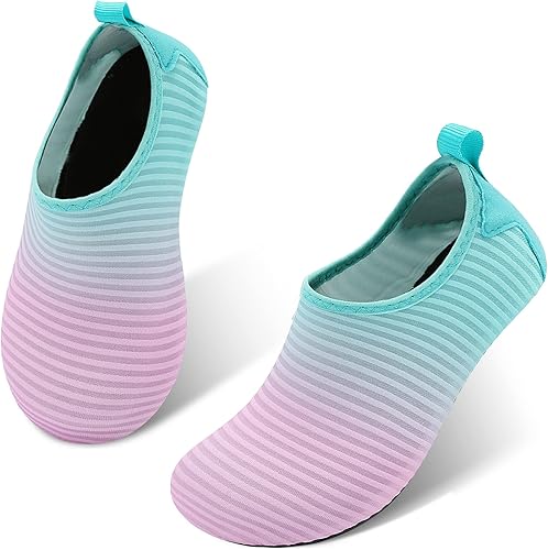Scurtain - Zapatos acuáticos para niños, calcetines acuáticos de secado rápido con sensación de pies descalzos para niños, niñas y bebés con suela