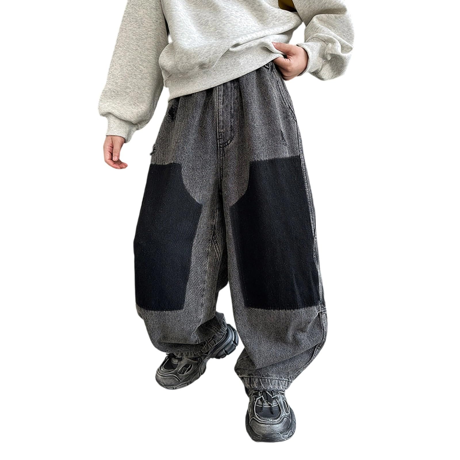 jeans ragazzo 13 anni-Jeans cargo per bambini, comodi pantaloni casual, pantaloni in denim elasticizzato resistente per bambini, da indossare tutti i giorni, per la scuola, il gioco all'aperto