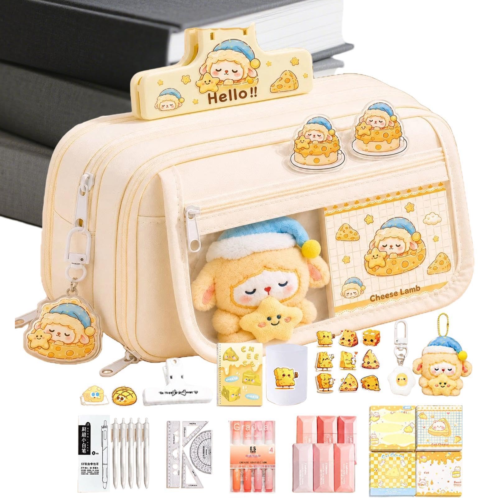 Jolies fournitures scolaires pour filles Ensemble porte-stylo et règle à