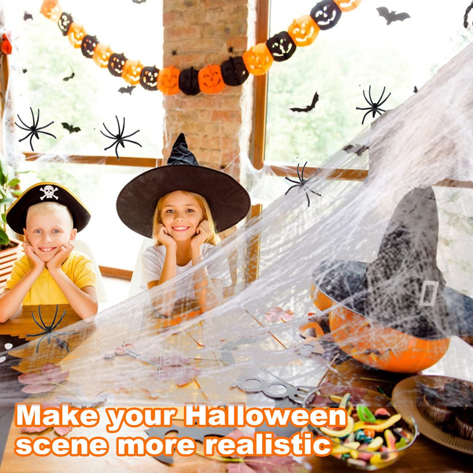 Halloween Spinnennetz Deko - Leuchtend Im Dunkeln, Mit 30 Spinnen, Für Garten & Party