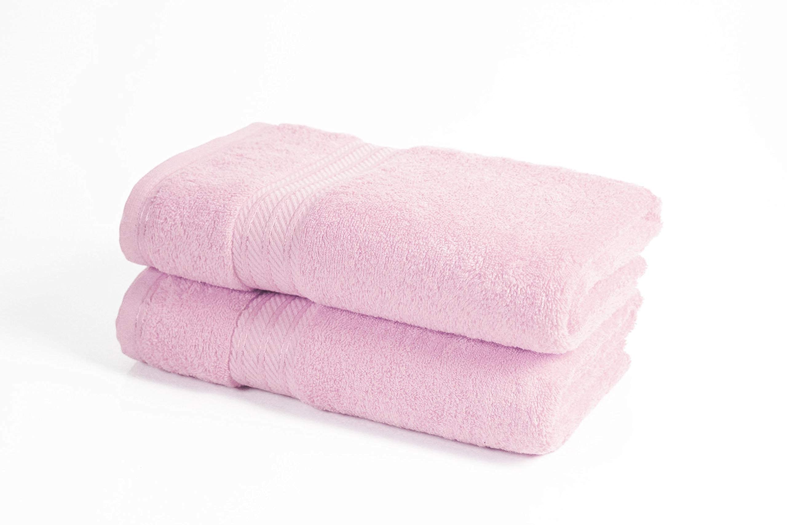 Bentley Priory Linens 2 PACK Supreme BATH Towels for Bathroom 500GSM Super Soft Egyptian Collection 100% Cotton Pack of 2 Absorbent and Quick Dry bathroom Towels Set 70 x 125cm (BABY PINK)