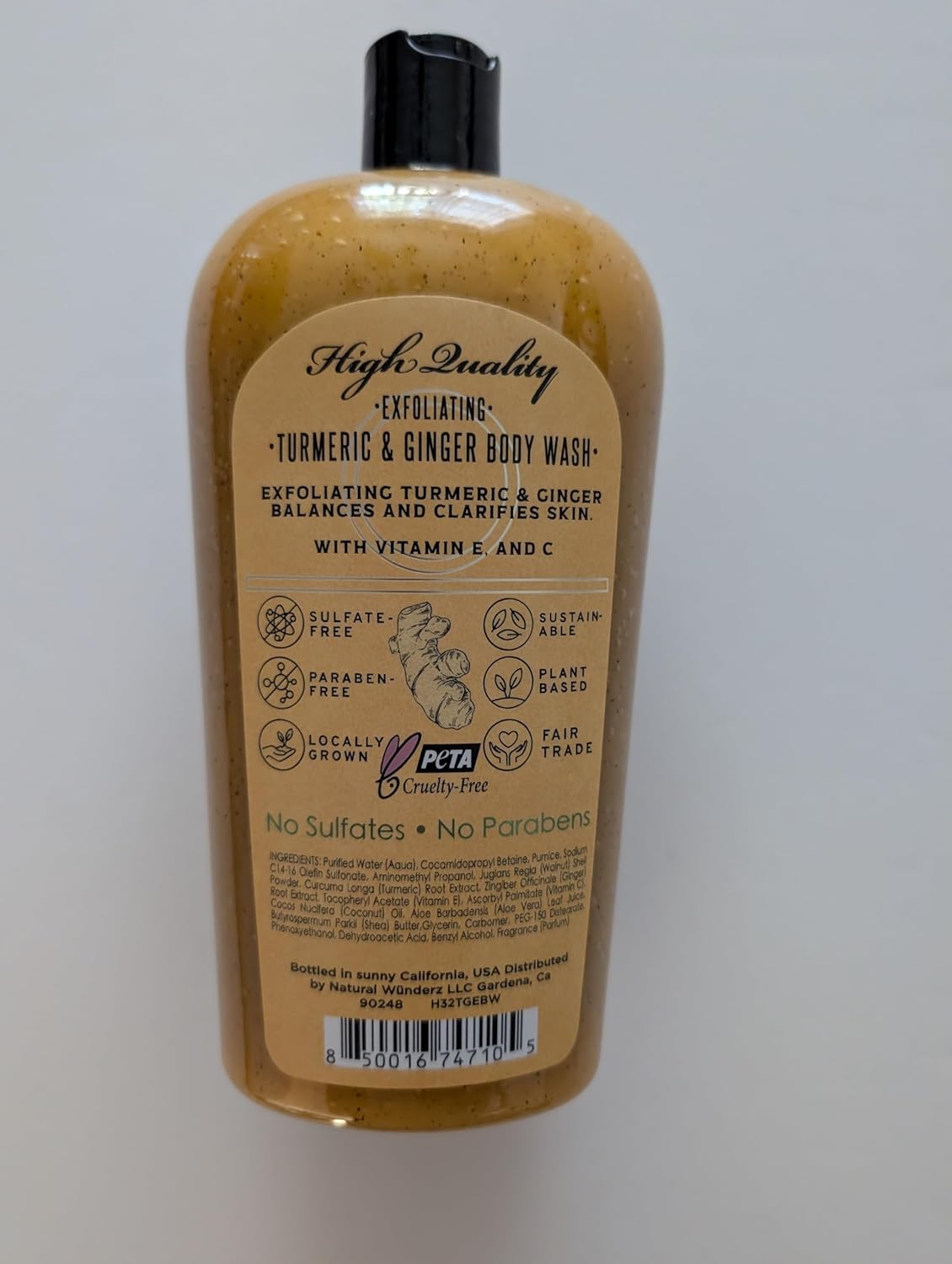 All Natural Apothecary Exfoliating Body Wash (Tumeric & Ginger with Vitamin E & C)