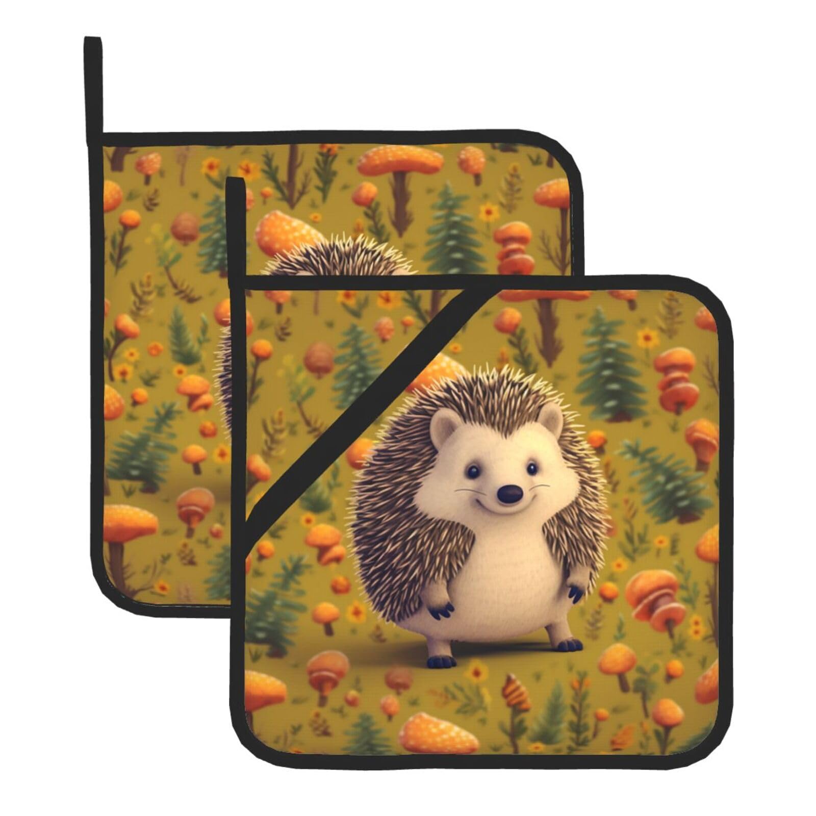 2Pcs Pot Holders for Kitchen Heat Resistant Potholder Hedgehog Hot Pads for Countertops Oven Pot Holders for Cooking Baking Kitchen Hot Mat Trivet 8 inch Hot Pad
