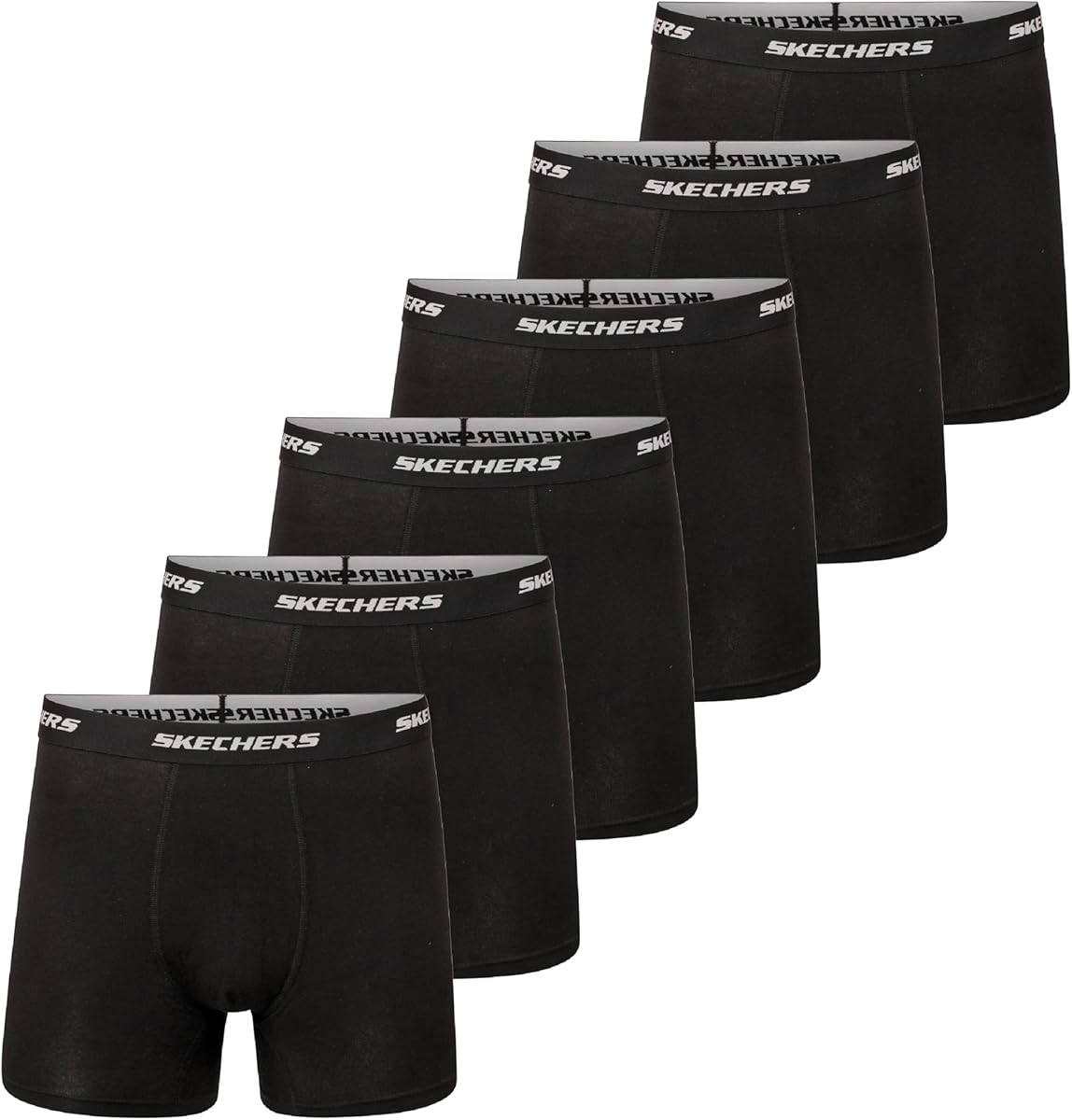 Skechers Men's Underwear Boxer Briefs 6-Pack, Contoured Pouch, Moisture Wicking, No Ride Comfort, Breathable Cotton