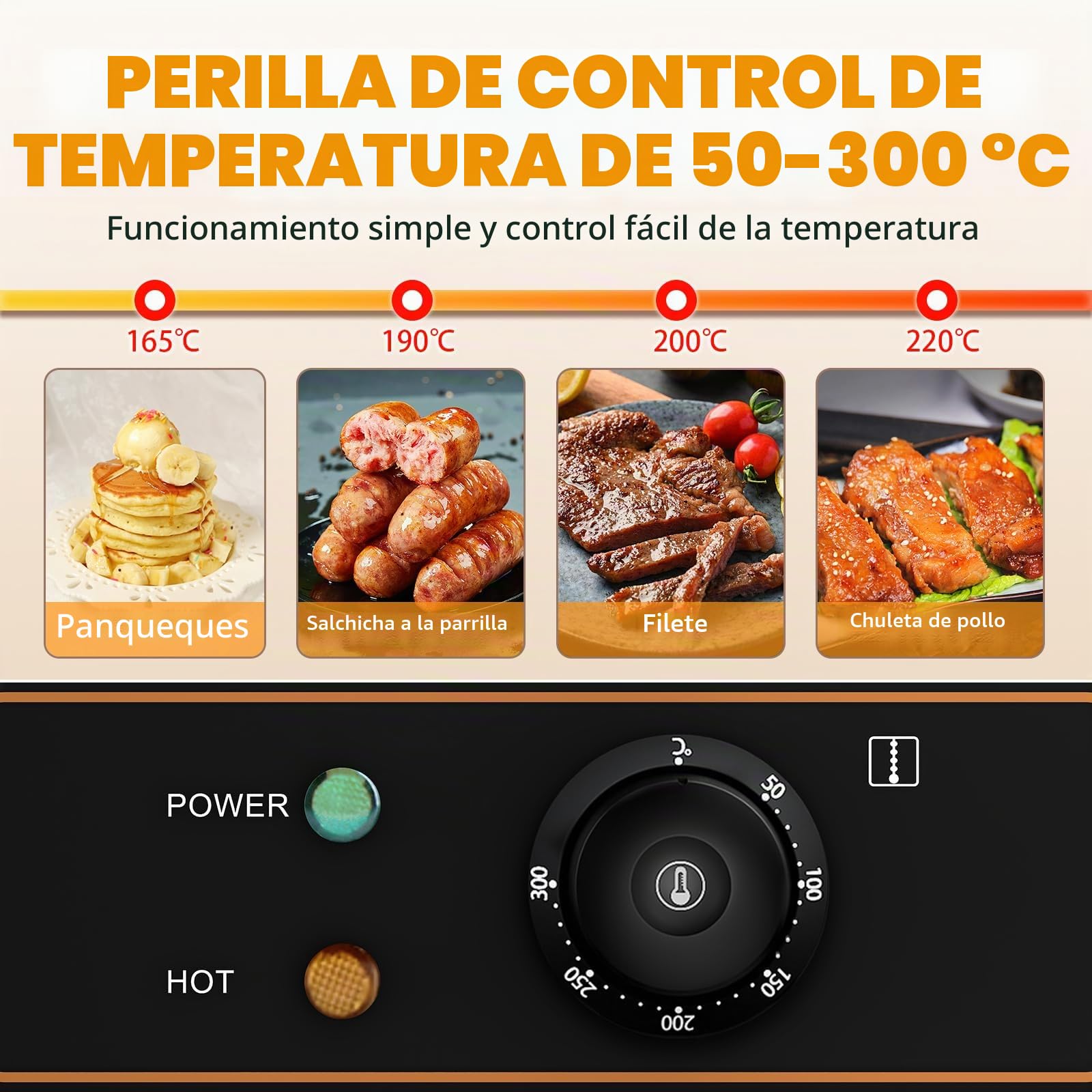 Plancha Eléctrica Pro Plancha de Hierro Fundido,220-240V 3000W 55cm × 35.5cm Control termostático de 50 a 300 °C,18.5kg antisalpicadura,Acero Inoxidable