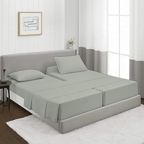 MyGiza Sheets - Juego de sábanas de algodón Giza de primera calidad, tamaño split king, individual, matrimonial, king y queen, set de 4 unidades.