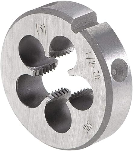 Miniatura 4 de uxcell 12 "-20 UNF Juego de dados y grifo, HSS Macho de rosca de máquina con troquel de roscado redondo, mano derecha