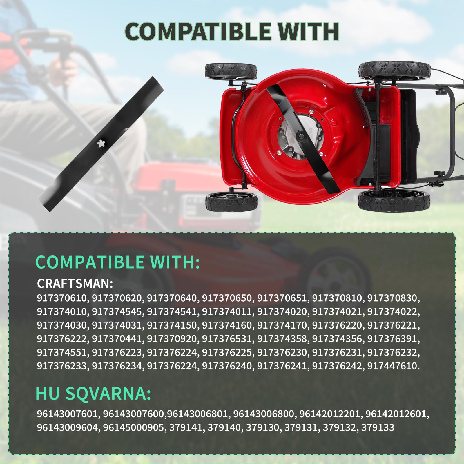 420463 Cuchilla compatible con cortacéspedes Crafts Man Hus qvarna Pou LAN de 22 pulgadas, sustituye a 331740B, 421825, 437601, 532437601, 2 unidades