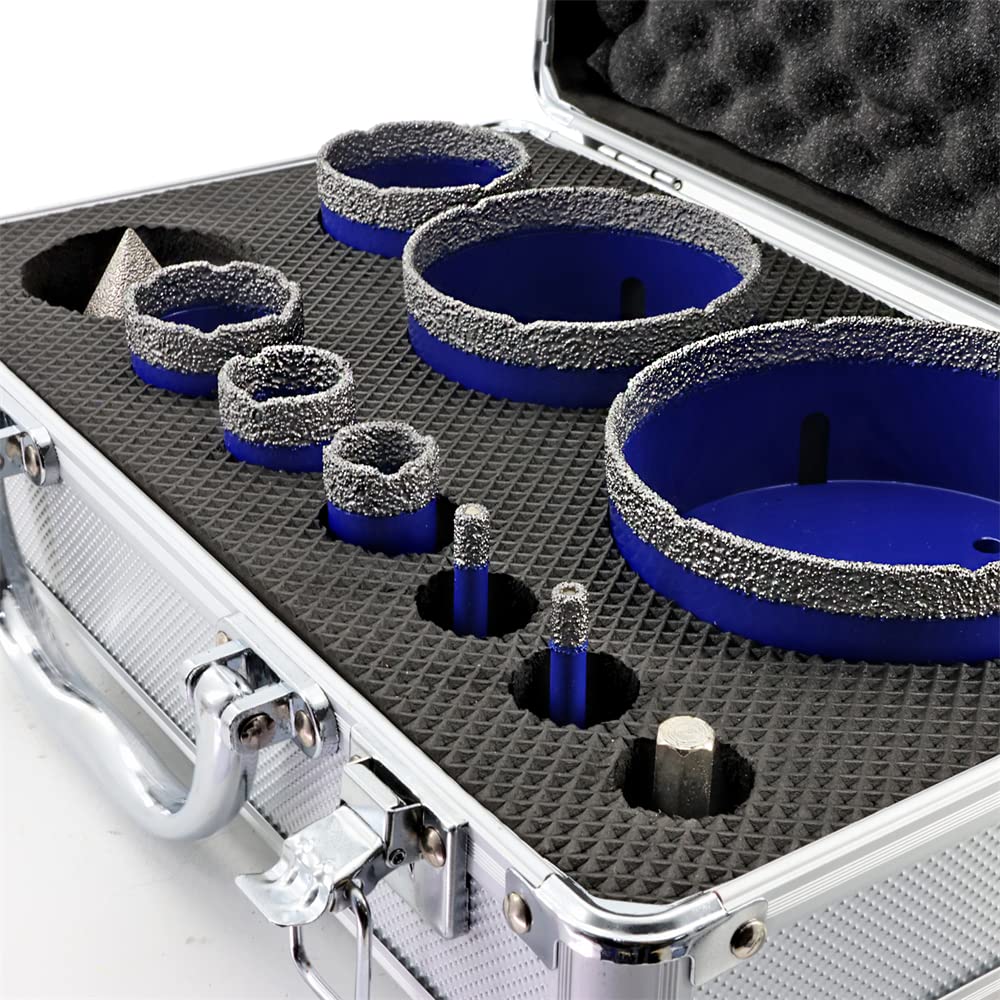 SHDIATOOL Wiertła diamentowe M14 Gwint 6/6/20/25/35/50/75/100mm i 50mm Bezel z adapterem HEX spawanym próżniowo do kamionki Porcelanowy Granit Marmur
