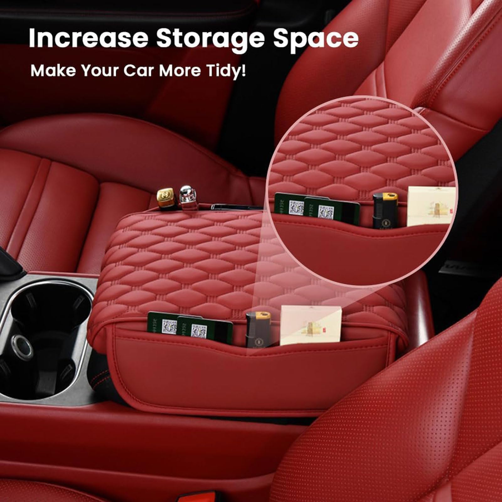 Auto Armlehnen Polster, für VW Touareg III (CR) 2018-2023 2024 2025 wasserdichte Zubehör Autositze Polster Memory Foam Armlehne Abdeckung mit Organizer