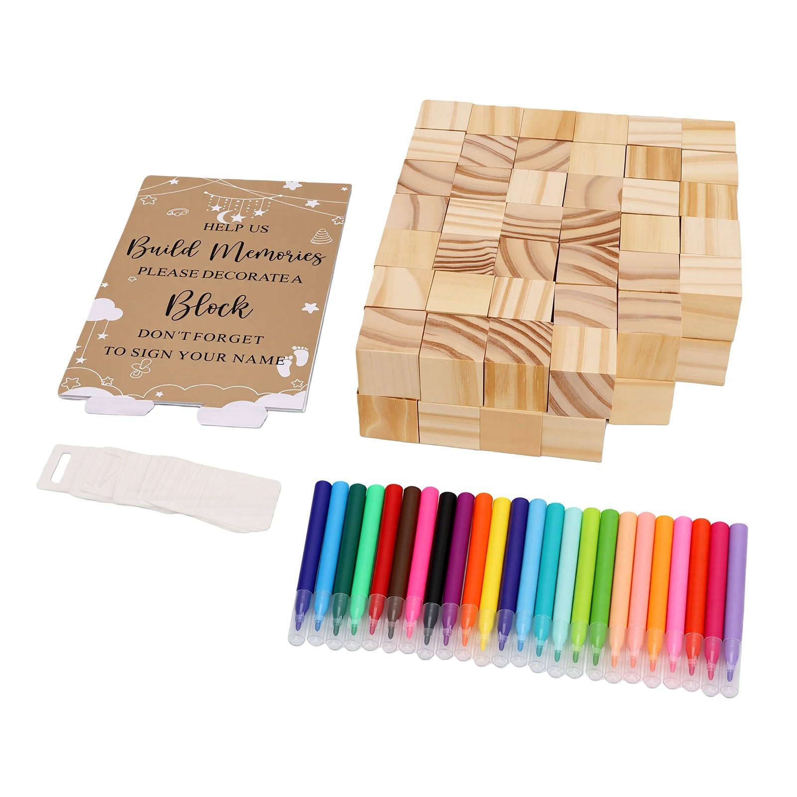 Set di Giochi a Blocchi Fai-da-te per Feste per Bambini da 147 Pezzi Attività Creativa Divertente per la Lavorazione del Legno Massello di Baby Shower