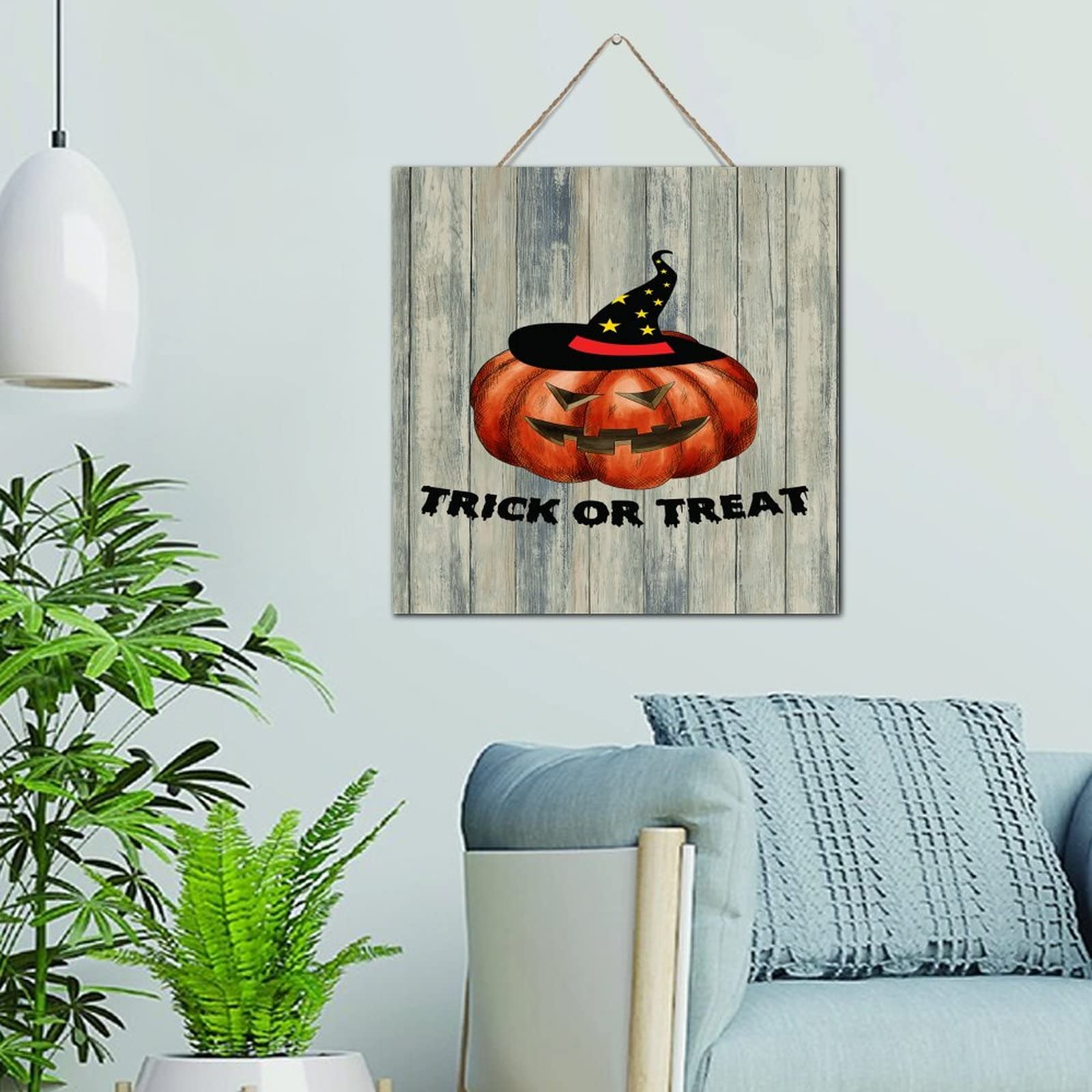 Citrouille effrayante Hocus Pocus en bois pour décoration murale personnalisée magique de maison