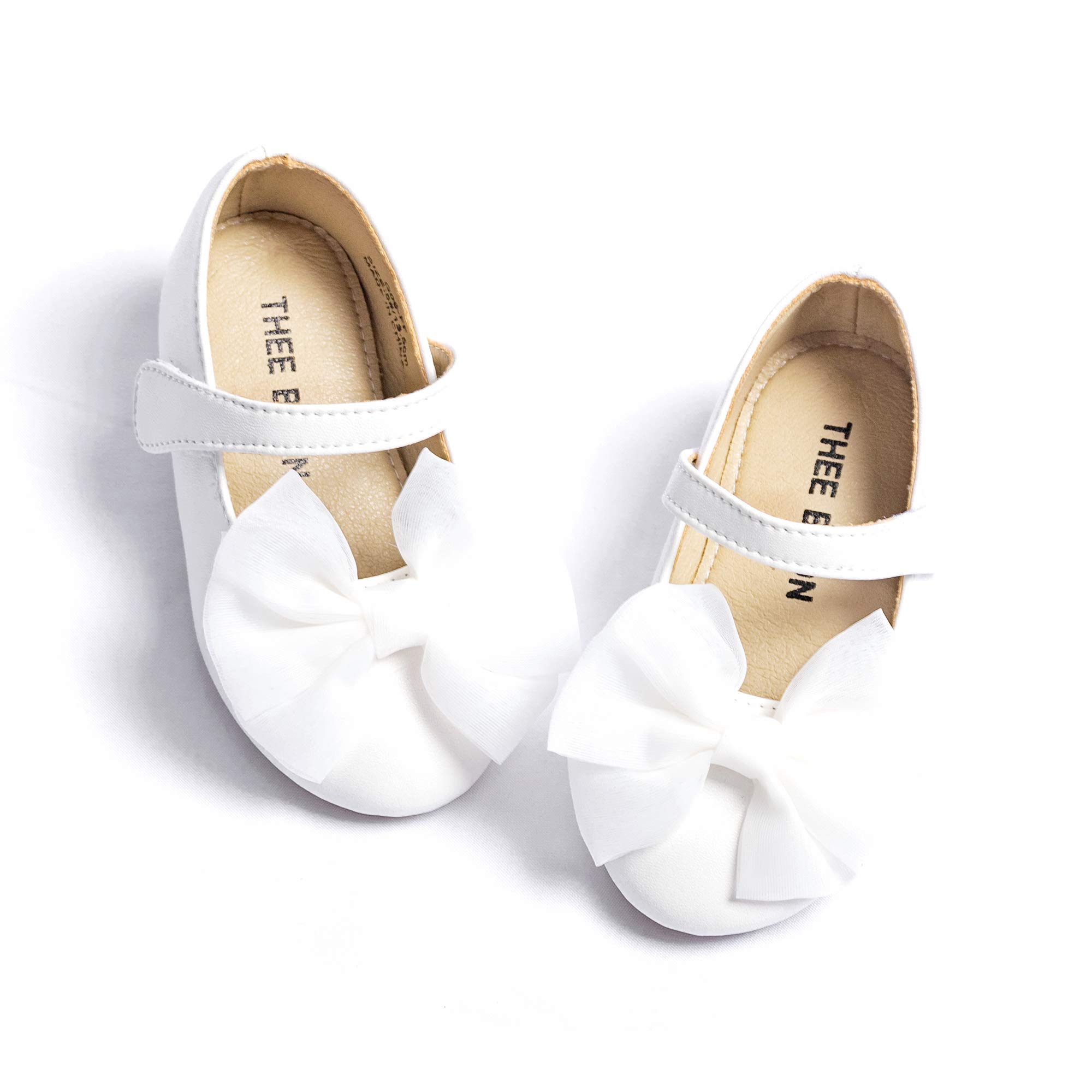 THEE BRON Girl's Toddler/Little Kid Ballet Mary Jane Flat Shoes(8M US Toddler, White)