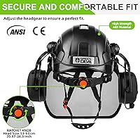 Vista 5 de Casco de seguridad para motosierra forestal GREEN DEVIL con orejeras Bluetooth Casco de arborista Casco duro con visera incorporada Protector facial