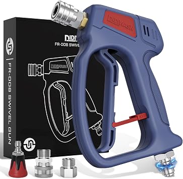 Swivel Pressure Washer Gun with Smoooth Rotate 3/8" Plug,4500PSI Short Power Washer Gun with 1/4" Socket Adapted to Foam Cannon,Pressure Washer Handle Include Spray Nozzle Hose Connector