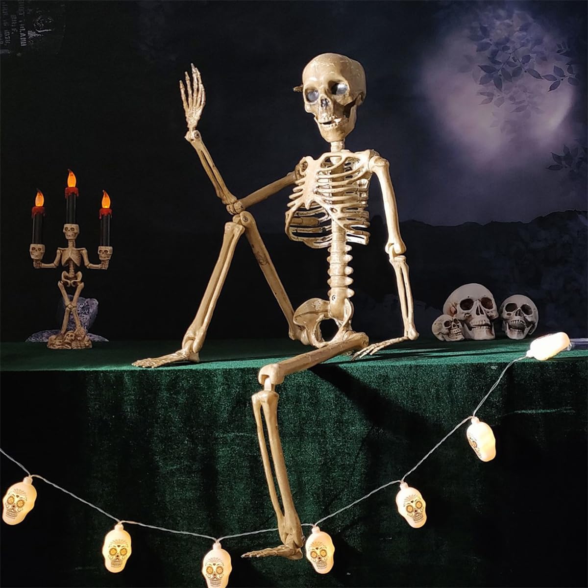 Halloween Skelett Dekoration - 2 Lebensgroße, Bewegliche Skelette (ca. 91 Cm), Mit Aufhängeseil, Für Garten & Haus