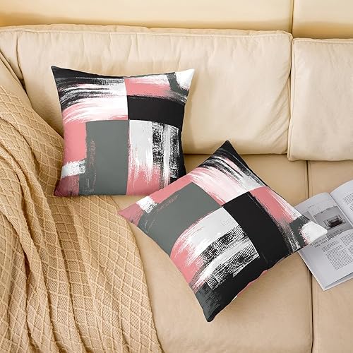 Miniatura 2 de Feelyou Juego de 2 fundas de almohada geométricas reversibles a cuadros de búfalo, decoración del hogar para sala de estar, dormitorio, geometría