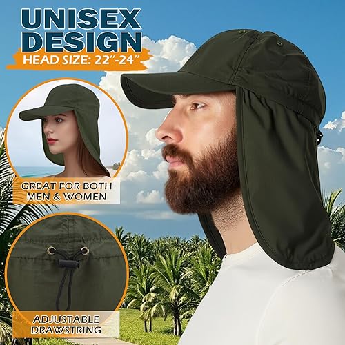 Miniatura 2 de EINSKEY Gorra de béisbol unisex con solapa para el cuello, impermeable, plegable, para golf, jardín, safari, senderismo, pesca, correr