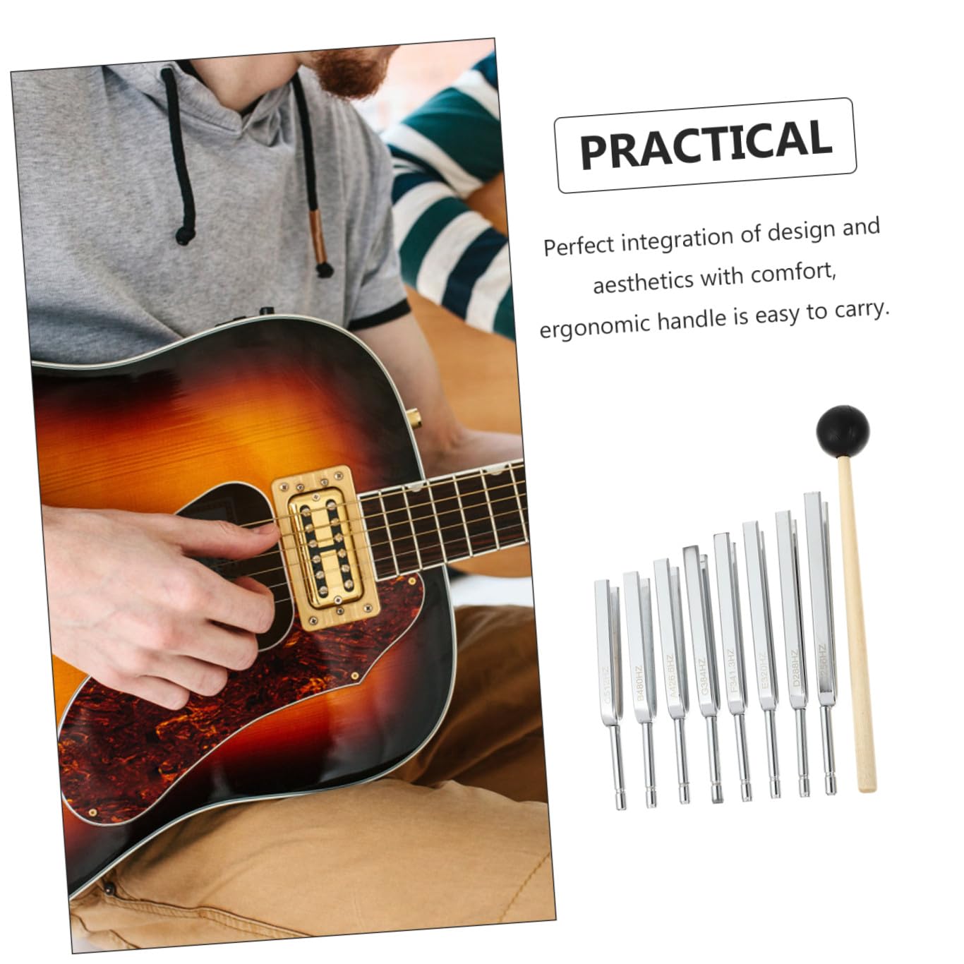 8 Stück Stimmgabel aus Aluminium, Silber, für Musikunterricht | Einfache Bedienung, Glatte Runde Oberfläche, Geeignet für Gitarre und Violine