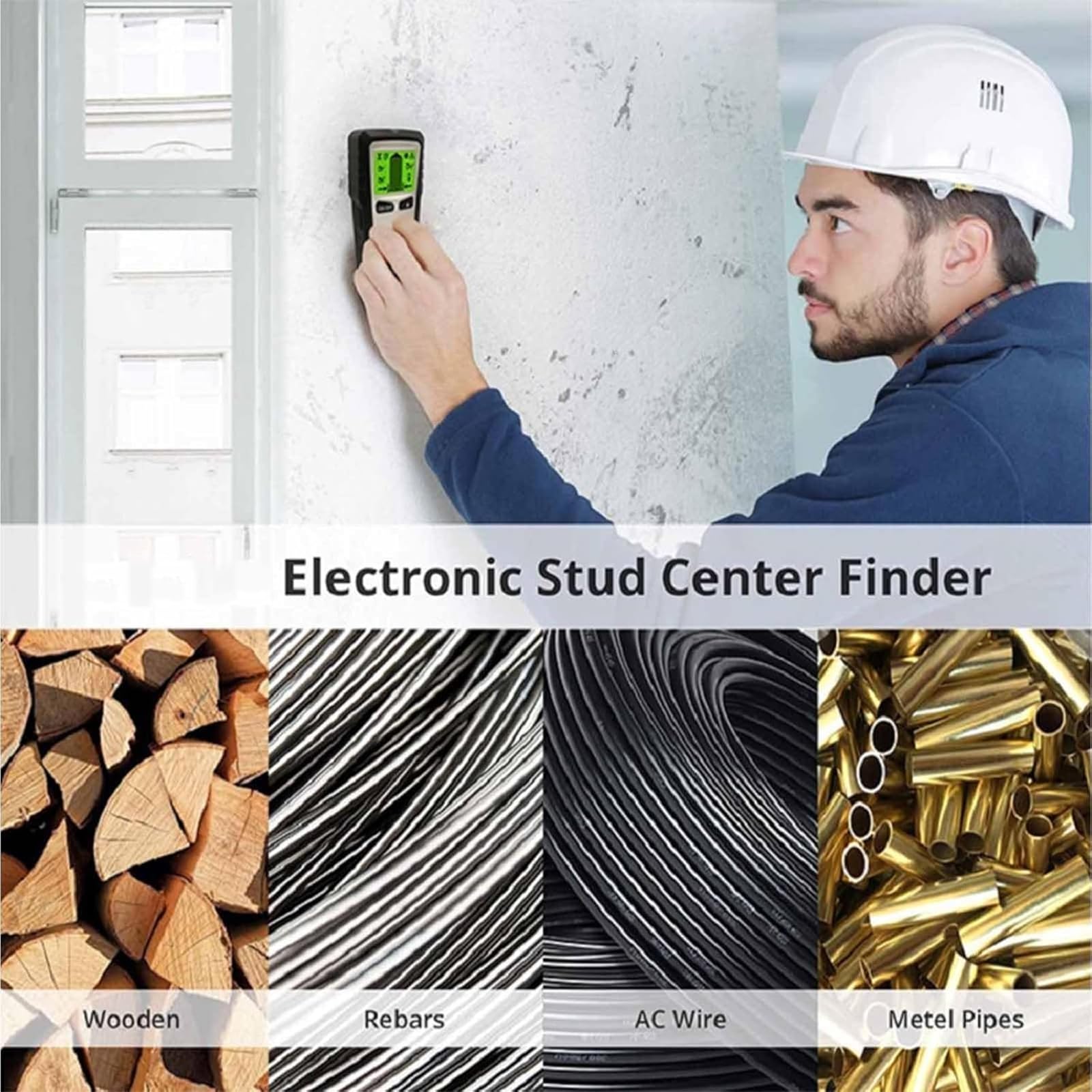 Elektroniczny wykrywacz kołków ściennych, skaner ścienny z wyświetlaczem LCD i sygnalizacją dźwiękową, automatyczne wykrywanie kalibracji, do przewodów AC, drewna i metalu